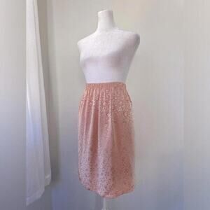 Vintage ‘90s Shimmery Light Pink Floral Print Stretchy Pencil Skirt
